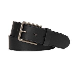 Men’s George Black Leather Belt with Silver Buckle